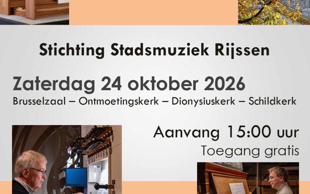 Orgel- en beiaardwandeling 2026: zaterdag 24 oktober